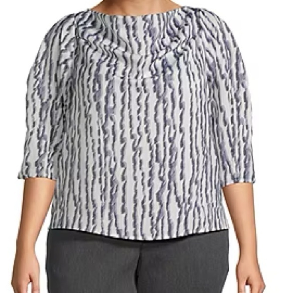 Worthington Draped Neck 3/4 Sleeve Blouse size XL